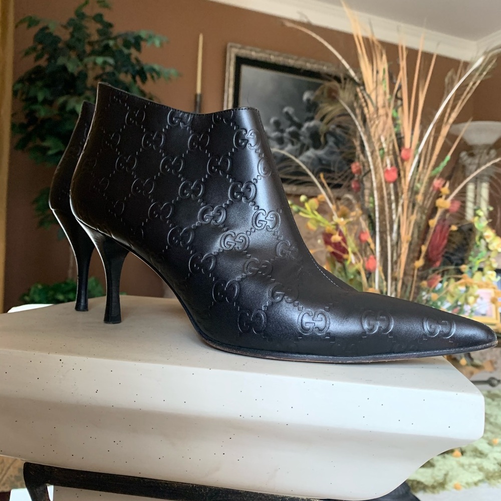 Gucci Guccissima Black Leather Booties